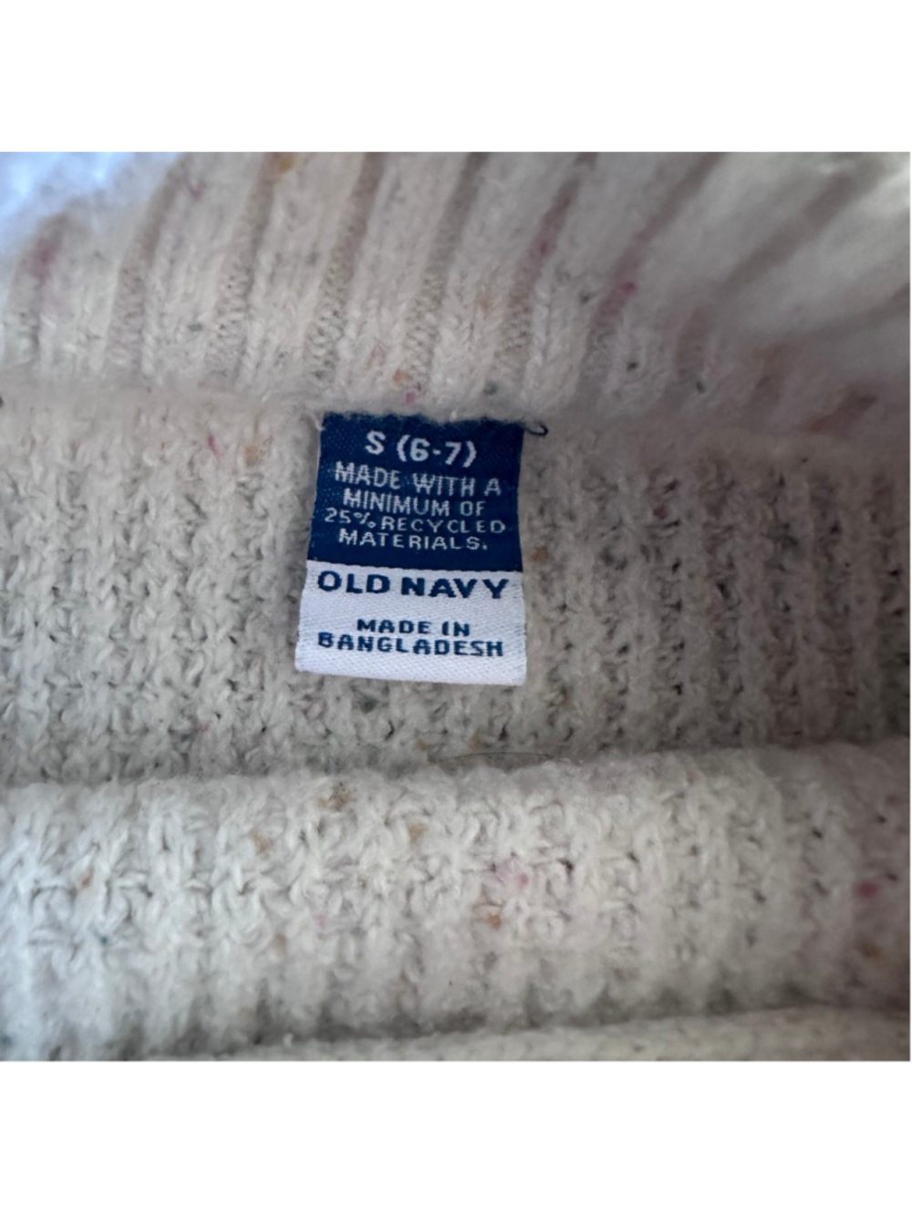 Girls Old Navy Waffle Knit Sweater S 6 7 Beige Flecked Mock Neck Cozy - Picture 2 of 5